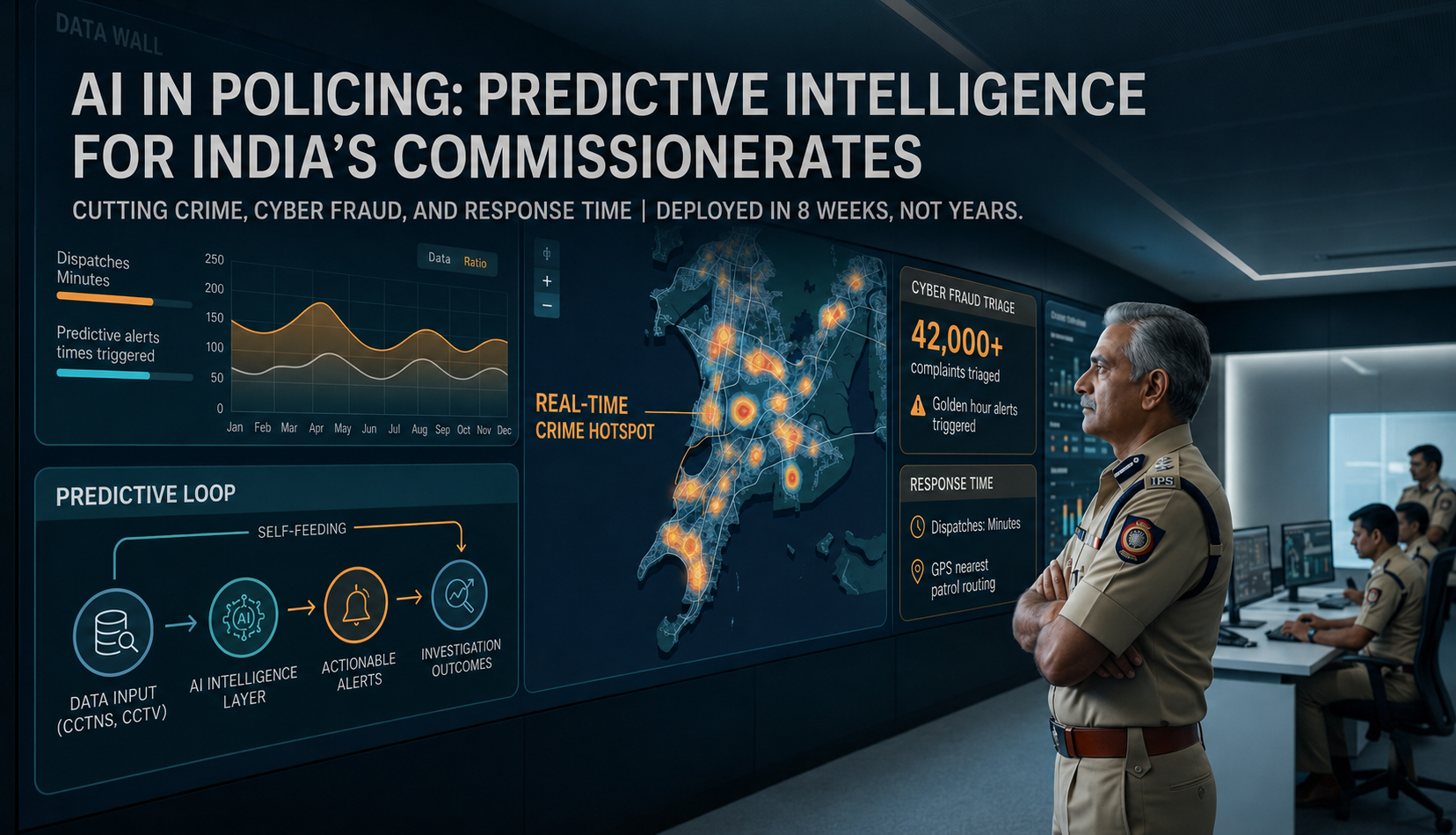 AI in Policing: Predictive Intelligence for India's Commissionerates — dashboard showing real-time crime hotspots